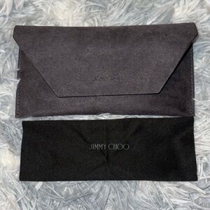 Jimmy Choo Eyeglasses Case + Cleaning Cloth Black Soft Pouch Authentic